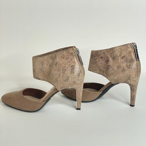 Revolution Indulge Ankle Cuff Heels Sz 7 Taupe 3.5 "Heel Back Zipper Almond Toe - Picture 5 of 15
